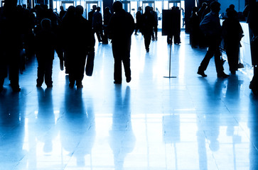 Business people silhouette in modern interior
