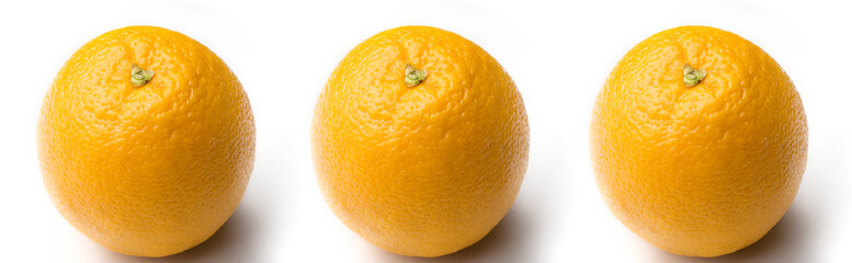 3 oranges on a white background