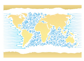 map earth with ocean shape drop