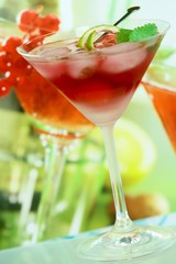 Summer alcoholic recreational drink with mint and lemon