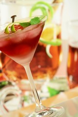 Summer alcoholic recreational drink with mint and lemon