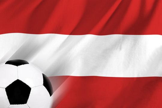 soccer ball on background of the flag austria