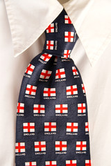 Tie with English flags on white shirt