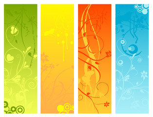 vector banners with flower ornaments