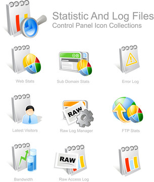 statistic and log file - control panel icon set