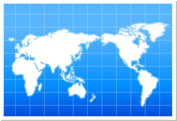 Fototapeta na wymiar 2D Global Map - blue version