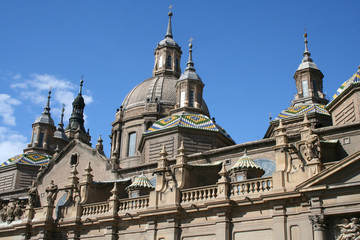 Fototapeta na wymiar Top of the Pilar Basilica in Saragossa