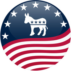 Democrat Button - Waving Flag - 7540273