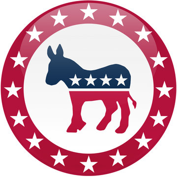 Democrat Button - White and Red