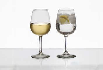 Ice water in a wine glass