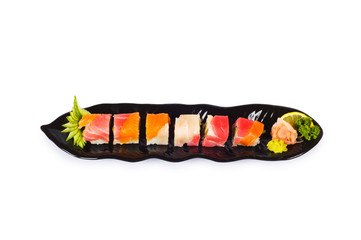 Sushi plate isolated on the white background