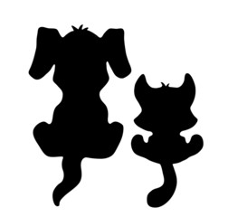 Little cat and dog silhouette