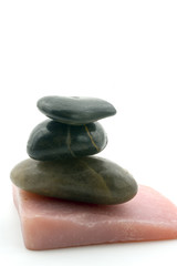 handmade soap and pebbles