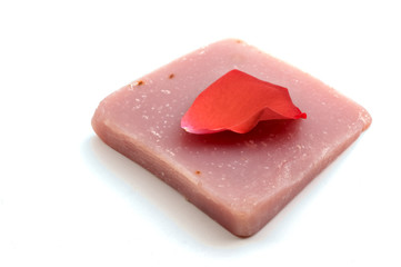 handmade soap and rose petal