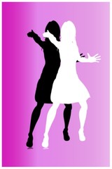 Fototapeta na wymiar FEMALES DANCING