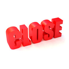isolated 3d red text "CLOSE"