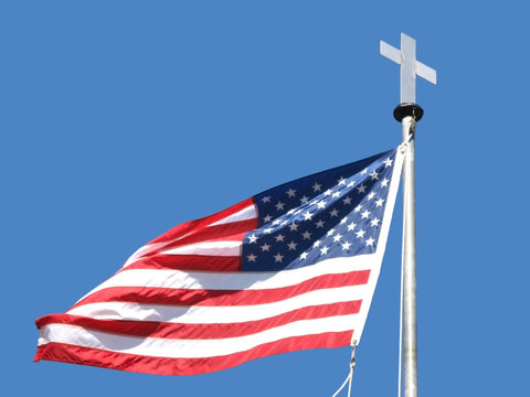 american flag with cross