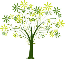 Blossoming decorative tree, vector illustration