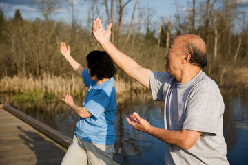 Senior asian exercise