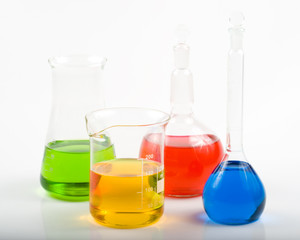 Various colorful flasks