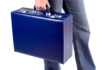 Man with blue briefcase