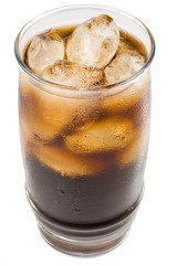 Cold fizzy cola with ice