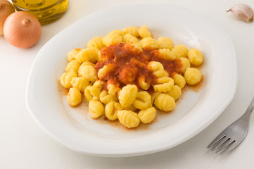 italian gnocchi with tomato sauce.