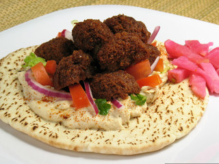 Plate With Falafels and Pita Bread