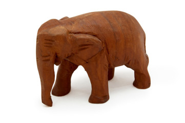Wooden elephant isolated over white