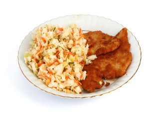 meat steak and vegetable salad