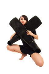 Fototapeta premium kiss girl with flippers