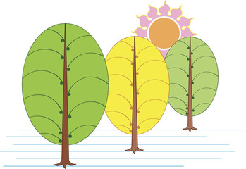 Fototapeta premium Artistic Tree & Sun, representing the earth Ecosystem