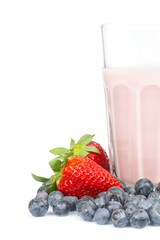 Strawberry milkshake with blueberries