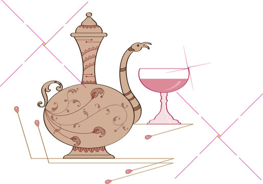 Classical Surahi & Wine Glass used to drink & celebrate 