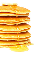Pancakes with syrup and butter