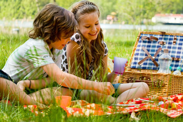 Kids having fun while picnicking