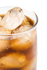 Cold fizzy cola with ice