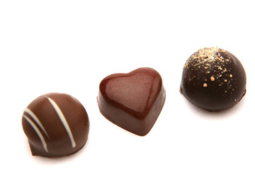 Three chocolate pralines