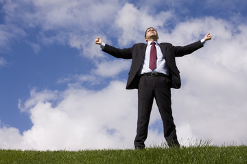 Businessman enjoying nature