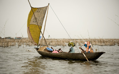 African women on a boat