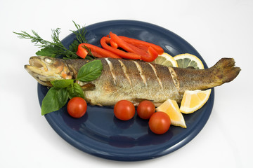 trout with vegetable and wine
