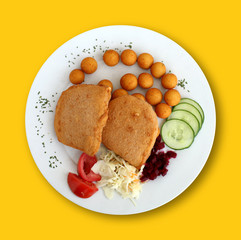 Fried Cheese on the Yellow Table