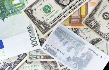 Fototapeta na wymiar European and USA currency