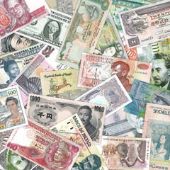 Fototapeta na wymiar A selection of bank notes