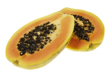 the cut papaya fruit