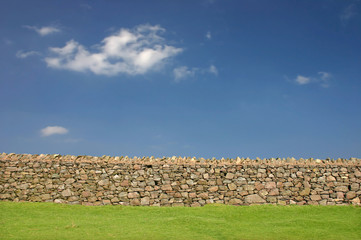 Dry Stone Wall with Blue Sky