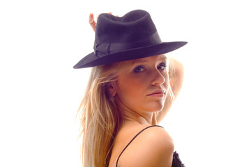 Photo-session in studio of the young blondy girl