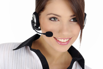 Beautiful Customer Representative girl with headset 