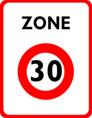 a0136 - Panneau obligation ZONE 30 km/H