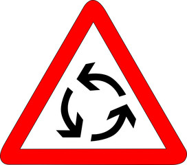 a0137 - Panneau danger ROND POINT, GIRATOIRE